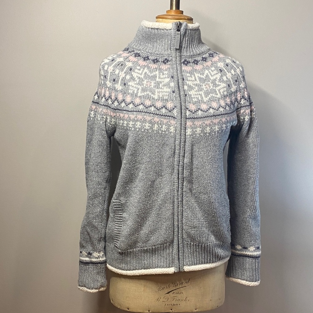 Sun Ice Storm Pack Sherpa-Lined Fair Isle Zip Jacket – Women’s Medium